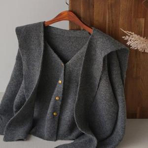 [잇수다LAB] 엘랑 브이넥 가디건 & 니트 숄 SET