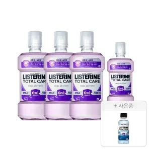 리스테린액 토탈케어 마일드 750ml, 3개 + 250ml, 1개 + 증정(그린티 마일드 100ml, 1