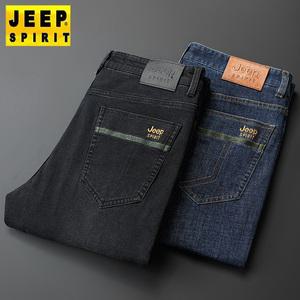 JEEP 남성 스트레이트 탄성 캐주얼 팬츠 미드 허리 청바지