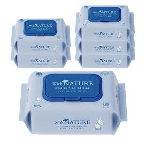 위드네이쳐 변기 쏙 비데 물티슈 100매 6팩 (600매) 프리미엄 텐셀 천연 펄프 함유 영