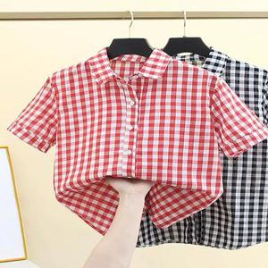 레드 체크 반팔 셔츠 남방 패션 스타일 코디