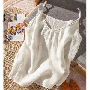 아사면 나시 민소매 여름 얇은 이너 홈웨어 잠옷 끈나시 여성 나시티