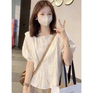 블라우스 아사면 썰스데이아일랜드시어서커 자켓형 아일렛 허리밴딩 싱글 브레스트 셔