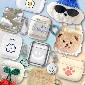 영스피플 에어팟 케이스 1 2 3 세대 프로2 귀여운 투명 실리콘 가죽 털 파우치 커플 특