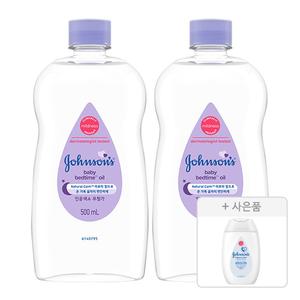 존슨즈 베드타임 오일 500ml, 2개 + 증정(화이트 로션, 100ml, 1개)