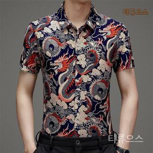 조폭셔츠 하와이안 화려한 반팔 조폭티 건달 형님룩 셔츠 남자 조폭 와이셔츠 셔켓 티
