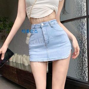 티류으스 데님 초미니스커트 허리 슬림 짧은 봄가을 키작녀 엉덩이 똥꼬치마 스커트 A