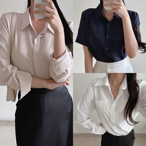 신상 여성 블라우스 긴팔 반팔 빅사이즈 구김 없는 정장 셔츠 캐주얼 남방 화이트 블랙