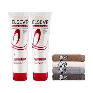 로레알파리 토탈리페어5 헤어팩 280ml 2개 + 스누피 타올 1장(색상 랜덤)
