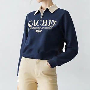 [샐리] 카라배색집업레터링맨투맨_I5C-CTS003