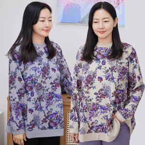 울터치 플라워 라운드 티셔츠 / 24FW04 / 엄마옷 / 빅사이즈 / 할머니옷 / 마담의류 /