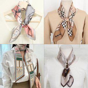 2025이쁜 가을 쁘띠스카프 반다나 타이 실크 스카프링 선물 여성 레이스 미니 면