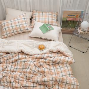 옵티머스리빙 마들렌체크 호텔식 항균 알러지케어 사계절 차렵 이불 베개 패드 세트 S