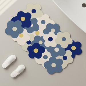 빨아쓰는 미끄럼방지 플라워 규조토발매트 주방 거실 욕실 발판매트