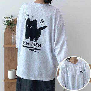 블랙캣 긴팔 BOX 맨투맨 여성 오버핏 티셔츠 (3컬러) 박시핏 빅사이즈