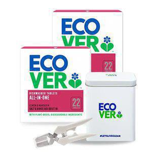 에코버 올인원 식기세척기세제 레몬만다린 440g 1+1 (총 44개입) + 가위 + 틴케이스