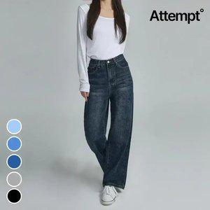 어템트 / 여성용 핏초이스진 / 와이드핏 /기모청바지 /사계절 데님 팬츠 / 3단기장 /