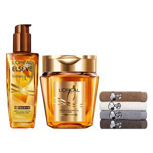 로레알파리 엑스트라오디네리 실크 마스크 팩 250ml + 오일 100ml + 스누피 타올 1장(