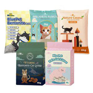 블루펫 고양이모래 벤토나이트 18kg 카사바모래 벤토카사바 혼합 와이오밍 대용량 모음