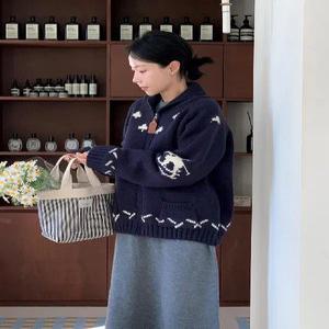 팅커벨 도톰 카라 니트 집업 (one color)