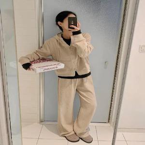 데이 기모 후드집업 와이드팬츠 세트 (2color)