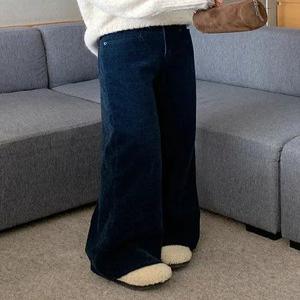 6417 프리미엄 벨벳 스판 와이드 데님 (2color)