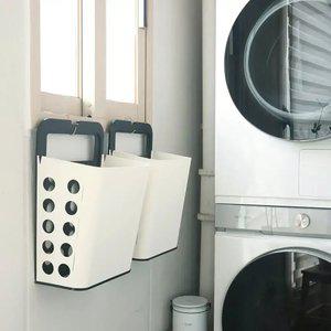 좁은 세탁실 펜트리 정리! 릴레이 걸이형 빨래바구니 2P 다용도 수납 선반