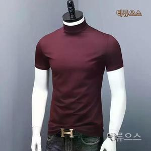 여름 남성목폴라 남자티셔츠 반팔 티셔츠 머슬핏 카라티 티류으스