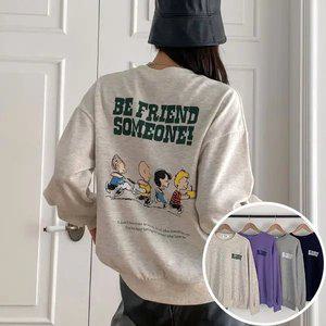 프렌즈 긴팔 BOX 맨투맨 여성 오버핏 티셔츠 (4컬러) 박시핏 빅사이즈