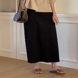 블랙 시그니쳐 밴딩 롱스커트 (one color)