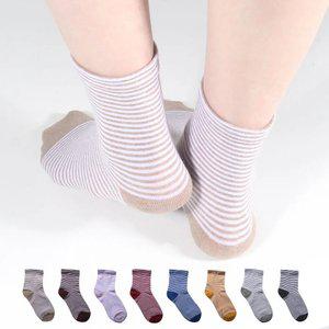 국산 여성 스트라이프 무압박 양말 5켤레