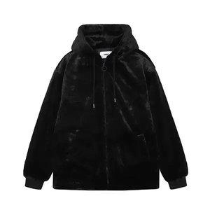 공용)  밍크퍼 뒷판 자수 패딩 후드집업_AM4WIZ845-BK