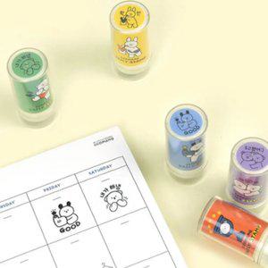 귀여운 칭찬 도장 스탬프 5종 세트 검정 잉크 선생님 도장 스탬프