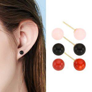 [골드피아] 14K 로즈쿼츠/베이직원석 귀걸이