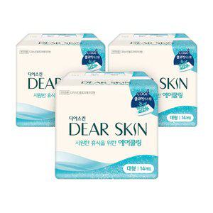디어스킨 에어쿨링 생리대, 대형 14입, 3개