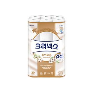 크리넥스 4겹 퓨어코튼, 25m, 30롤, 1개