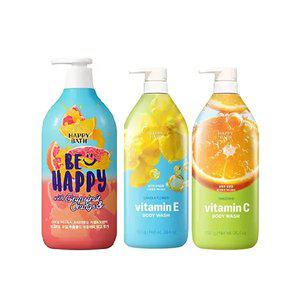 해피바스 스마일 바디워시 자몽오렌지 900g + 생귤 비타민C 750g + 유채꽃 비타민E 75
