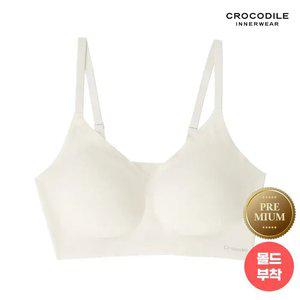 [크로커다일] 프리미엄 나이론 스트랩 프리커팅 브라 화이트