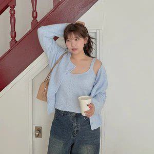 [제작/빅사이즈]이블렛 셀루닌 메리노울 니트 나시 가디건 SET 제이스타일