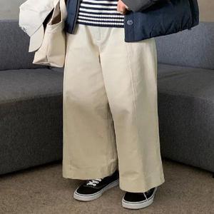 코튼 크림 절개 기모 와이드 팬츠 (one color)