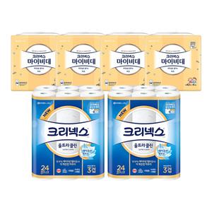 크리넥스 3겹 울트라클린, 25m, 24롤, 2개+마이비데 키즈 캡, 42매, 4입, 4개