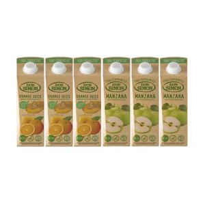 [돈시몬 공식] 100% NFC 착즙주스 1L 오렌지3팩+사과3팩 총 6팩