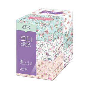 코디 뉴플라워 미용티슈, 250매, 6입, 1개