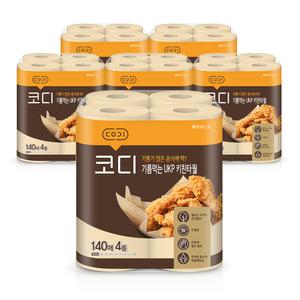 코디 기름먹는 UKP 키친타월, 140매, 4롤, 6개