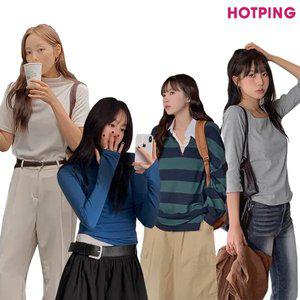 [핫핑] 44~110/가을 베스트&신상/티셔츠/긴팔/반팔/폴라티/레이어드/스트라이프/배색/