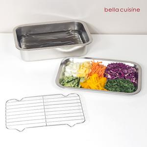 벨라쿠진 연마제 없는 [중형 3종] 에센셜 스텐 밧드 세트 직사각 트레이