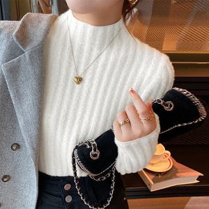 여성 앙고라 니트 티셔츠 터틀 목폴라 위블