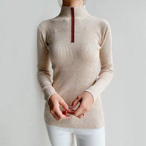 여성 베이직 스웨터 니트 폴라 무지 티셔츠 마요