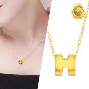 [골드피아] 24K 순금 럭키 H 목걸이 (24K 펜던트 + 체인 목걸이)