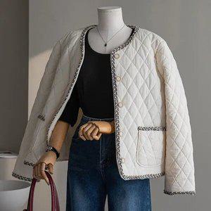 (안나앤플러스) 트위드 4온스 퀼팅 패딩[패딩DDM25] 빅사이즈